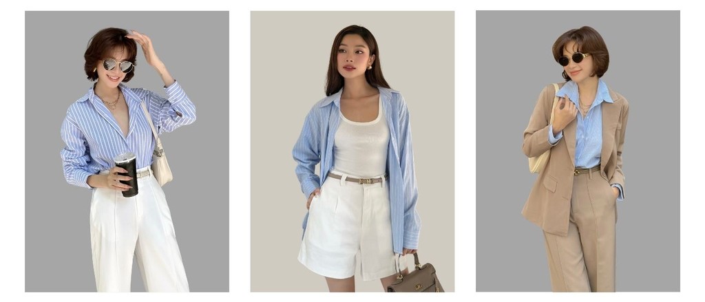 Mô tả BBSTORE’S Áo Sơ Mi Linen Sọc Xanh Công Sở - A3280 - 1