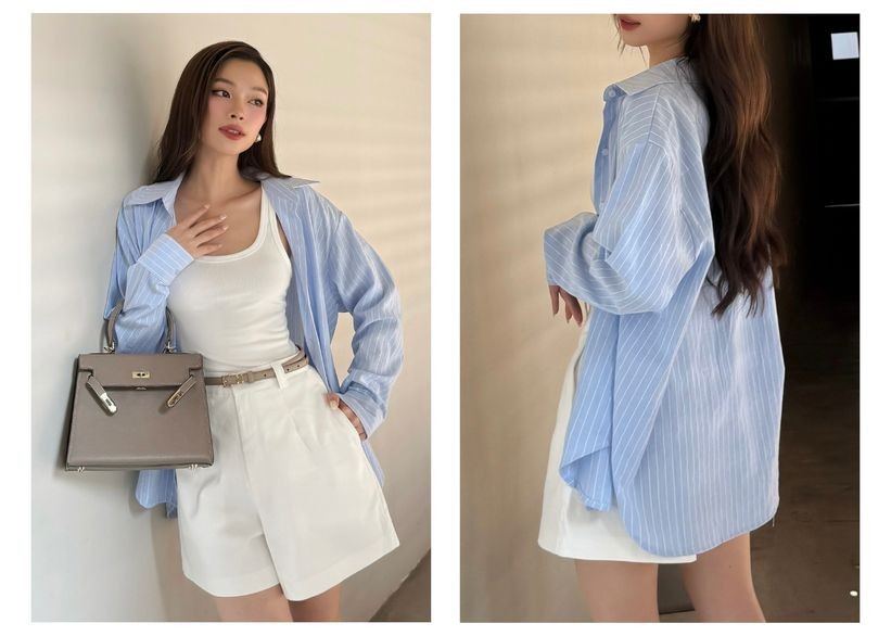 Mô tả BBSTORE’S Áo Sơ Mi Linen Sọc Xanh Công Sở - A3280 - 5