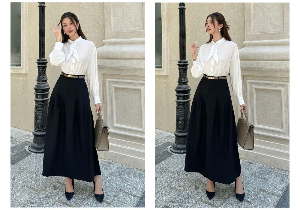 Mô tả BBSTORE'S Chân Váy Công Sở Xếp Ly Lưng Cao Có Đỉa - V1924 - 5