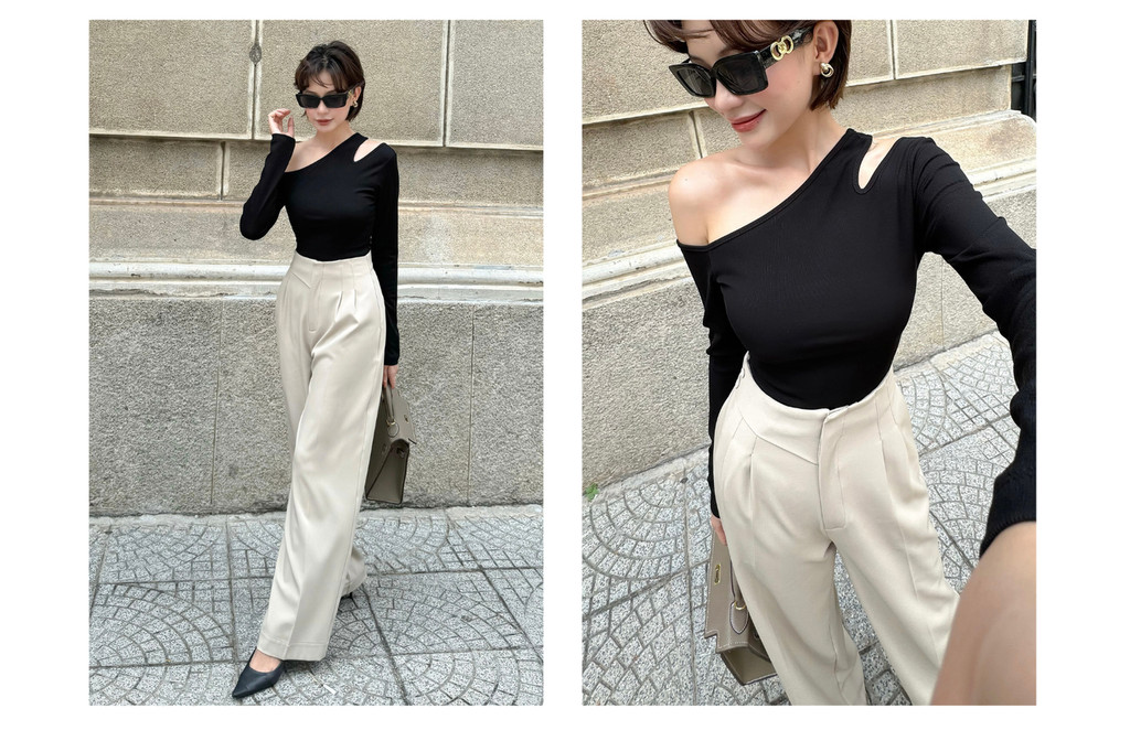 Mô tả BBSTORE’S Áo Thun Tay Dài Khoét Vai Cá Tính - A2267 - 7