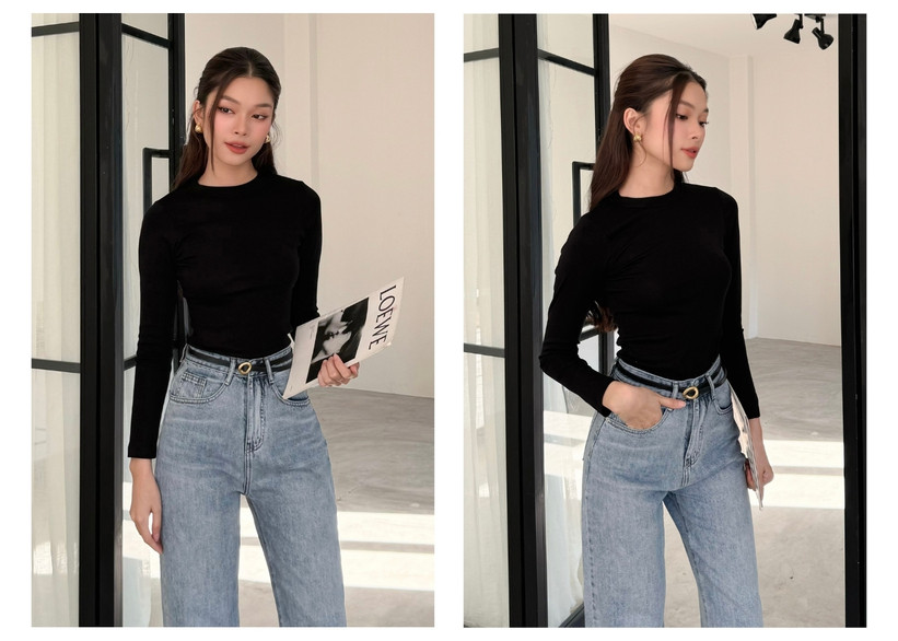 Mô tả BBSTORE’S Áo Thun Tay Dài Cổ Tròn Thanh Lịch - A2197S - 5