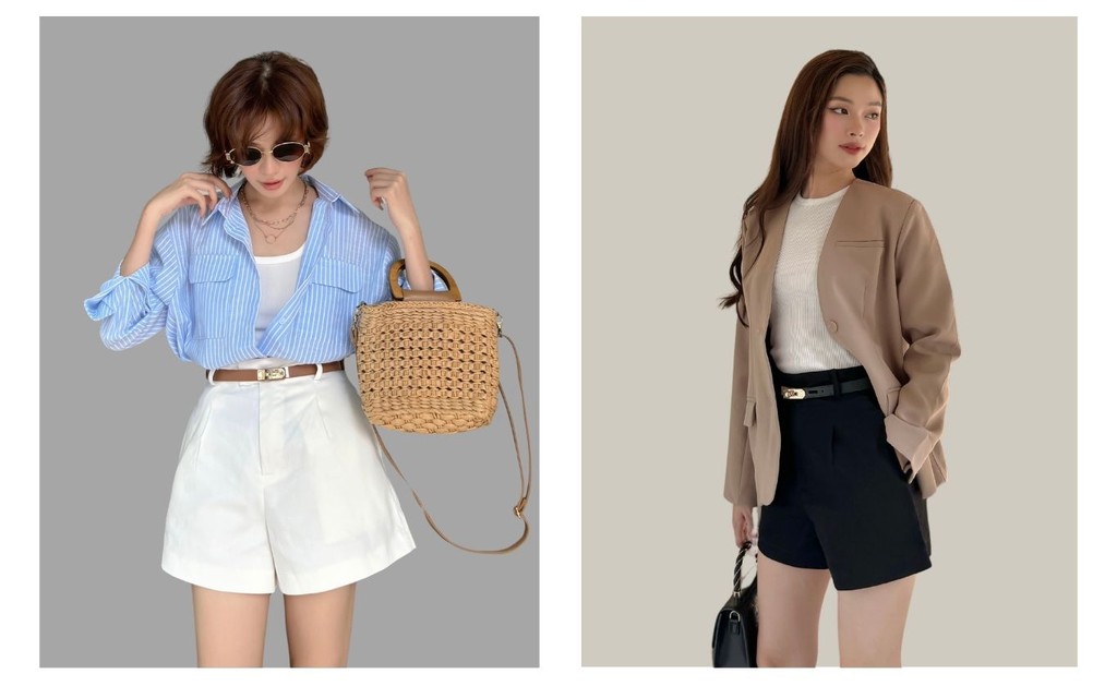 Mô tả BBSTORE’S Quần Short Kaki Lưng Cao Bản Đỉa Nhỏ Thanh Lịch - Q3117 - 1