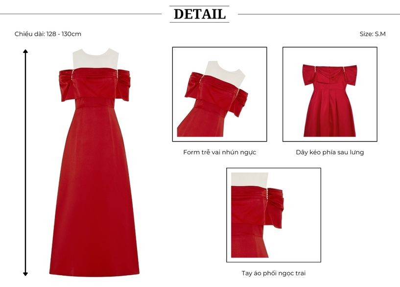 Mô tả BBSTORE'S Đầm Dự Tiệc Trễ Vai Form Dài Nhún Ngực Kiểu Dáng Trẻ Trung - D746 - 3
