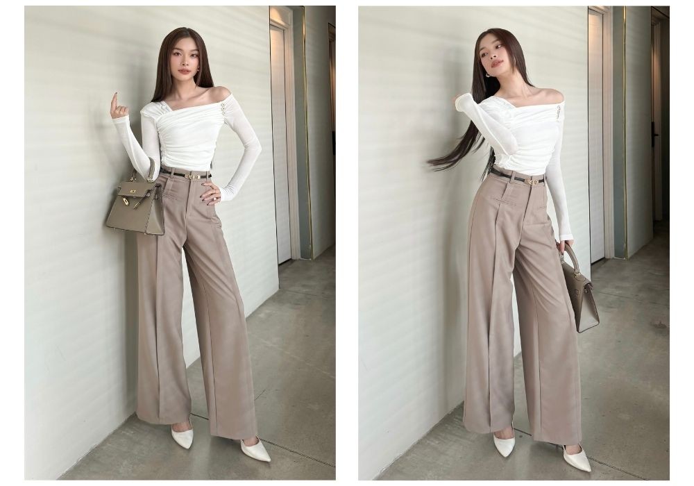 Phối đồ với Quần Suông Công Sở Q1842 - Áo sơ mi