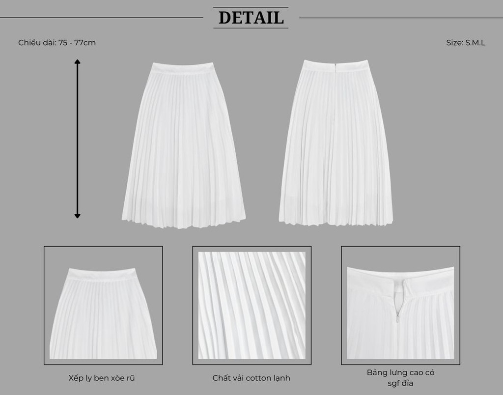 Mô tả BBSTORE’S Chân Váy Dài Công Sở Xếp Ly Thanh Lịch - TK266 - 3