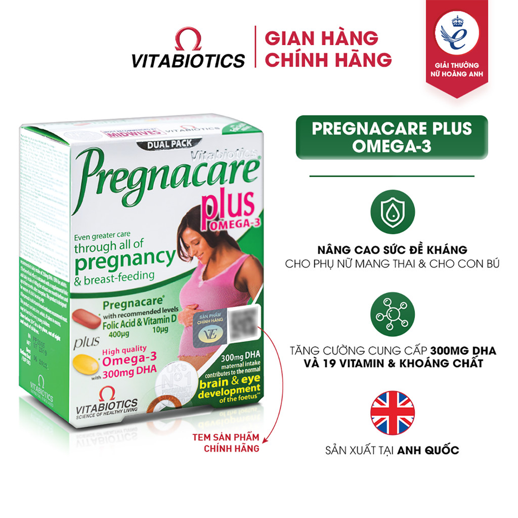 Mô tả Viên Uống Cho Mẹ Bầu Vitabiotics PREGNACARE PLUS OMEGA-3 Tăng Cường Sức Khỏe Nâng Cao Đề Kháng Hộp 56 Viên - 1