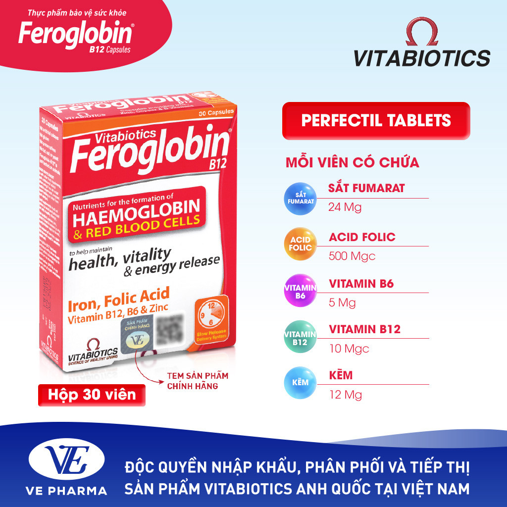 Mô tả Bộ Sản Phẩm Vitabiotics Cho Mẹ Mang Thai, Cho Con Bú Pregnacare Max Và Feroglobin B12 Bổ Sung Vitamin, Sắt - 8