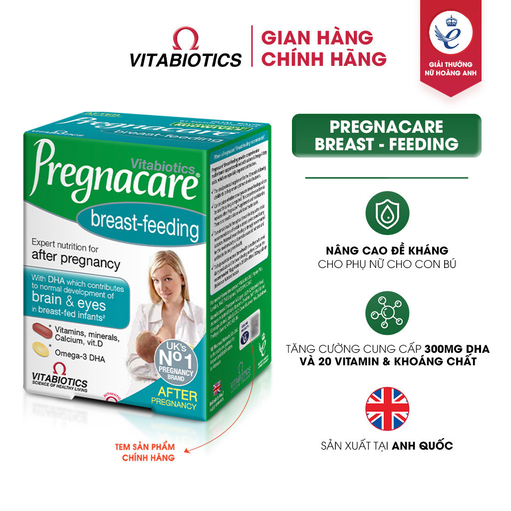 Mô tả Viên Uống Cho Phụ Nữ Cho Con Bú Vitabiotics PREGNACARE Breast-feeding Bổ Sung Dinh Dưỡng Nâng Cao Sức Đề Kháng 84 Viên - 1