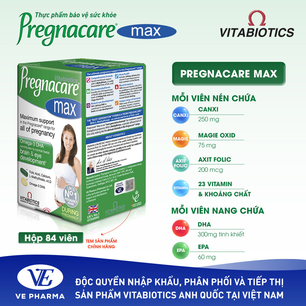 Mô tả Bộ Sản Phẩm Vitabiotics Cho Mẹ Mang Thai, Cho Con Bú Pregnacare Max Và Feroglobin B12 Bổ Sung Vitamin, Sắt - 2