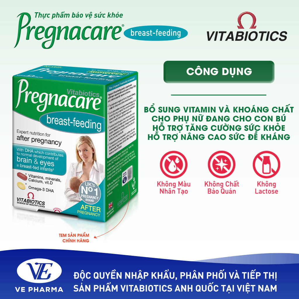 Mô tả Viên Uống Cho Phụ Nữ Cho Con Bú Vitabiotics PREGNACARE Breast-feeding Bổ Sung Dinh Dưỡng Nâng Cao Sức Đề Kháng 84 Viên - 3