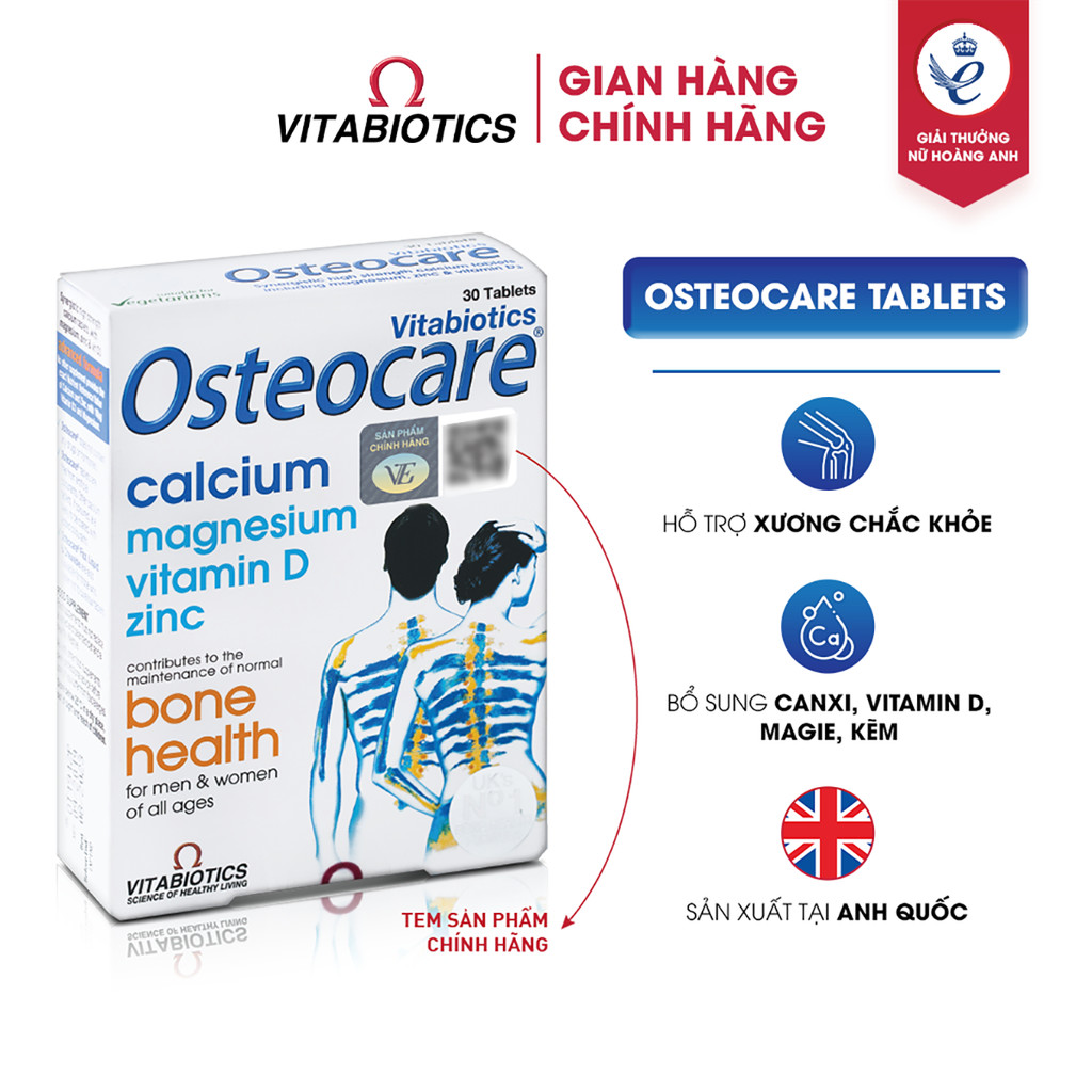 Mô tả Viên Uống Chắc Khỏe Xương Vitabiotics OSTEOCARE Bổ Sung Canxi 30 Viên - 1