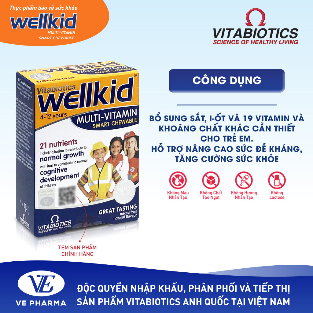 Mô tả Combo 2 Hộp Viên Nén Nhai Vitabiotics WELLKID MULTI-VITAMIN SMART CHEWABLE Nâng Cao Sức Đề Kháng Cho Trẻ - 2
