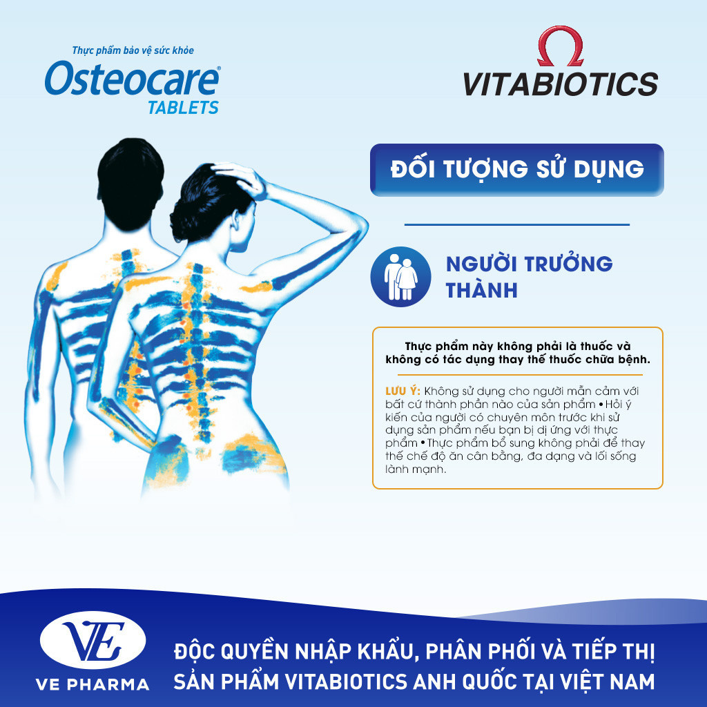 Mô tả Combo 2 Hộp Viên Uống Chắc Khỏe Xương Vitabiotics OSTEOCARE Bổ Sung Canxi, Vitamin D Và Khoáng Chất Thiết Yếu 30 Viên - 1