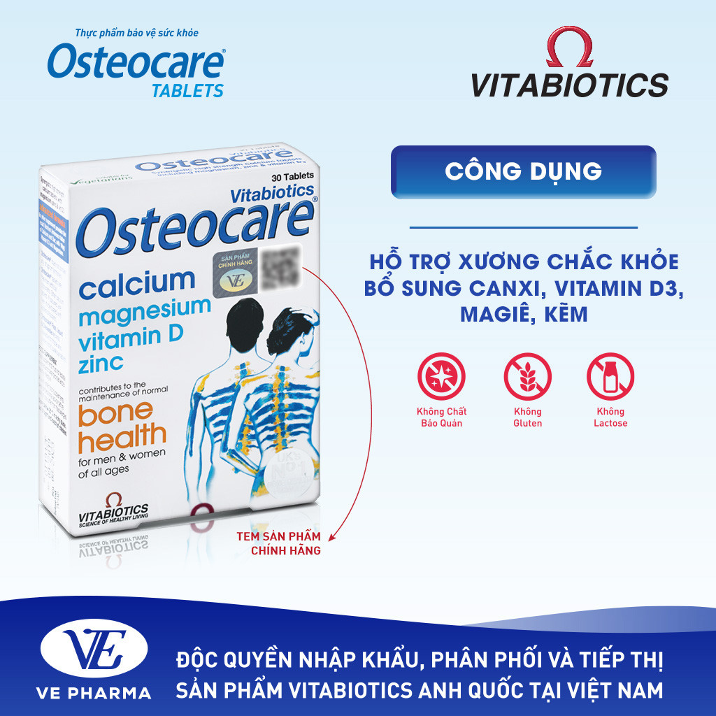 Mô tả Combo 2 Hộp Viên Uống Chắc Khỏe Xương Vitabiotics OSTEOCARE Bổ Sung Canxi, Vitamin D Và Khoáng Chất Thiết Yếu 30 Viên - 2