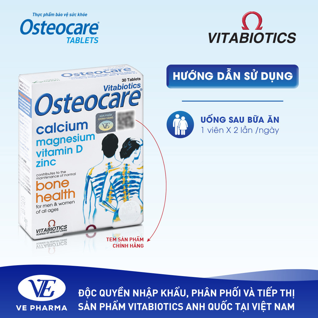 Mô tả Combo 2 Hộp Viên Uống Chắc Khỏe Xương Vitabiotics OSTEOCARE Bổ Sung Canxi, Vitamin D Và Khoáng Chất Thiết Yếu 30 Viên - 4
