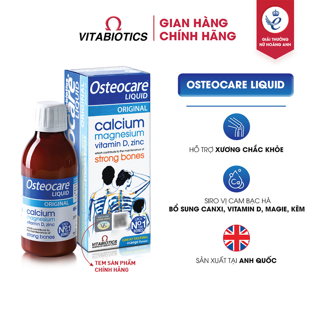 Mô tả Siro Chắc Khỏe Xương Vitabiotics OSTEOCARE Vị Cam Bạc Hà Tự Nhiên Dễ Uống, Bổ Sung Canxi Và Vitamin D Chai 200ml - 1