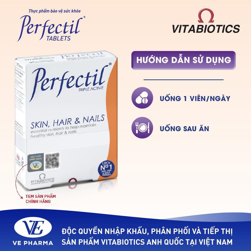 Mô tả Viên Uống Làm Đẹp Da, Tóc & Móng Vitabiotics PERFECTIL Bổ Sung Biotin Và Vitamin Ngừa Oxy Hóa Hộp 30 Viên - 5