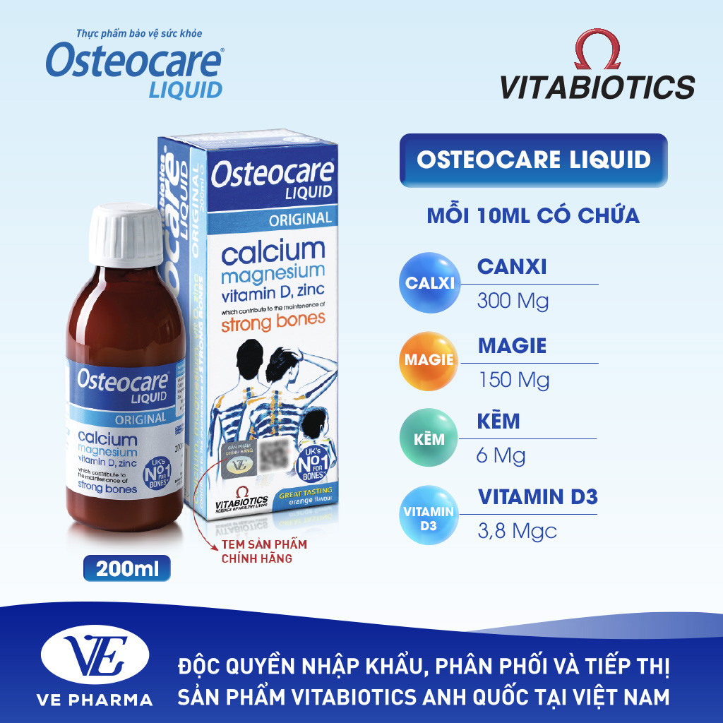 Mô tả Siro Chắc Khỏe Xương Vitabiotics OSTEOCARE Vị Cam Bạc Hà Tự Nhiên Dễ Uống, Bổ Sung Canxi Và Vitamin D Chai 200ml - 4
