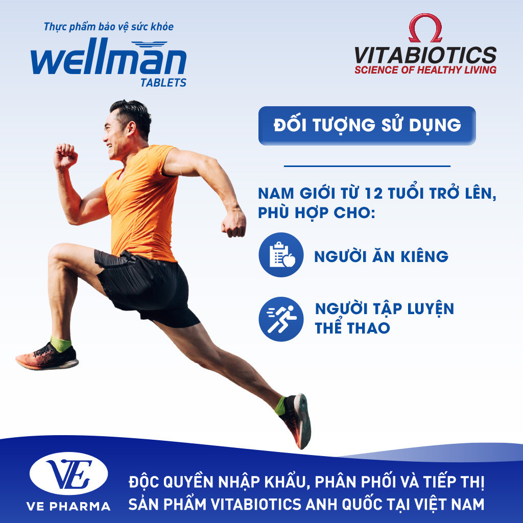 Mô tả Viên Uống Vitabiotics WELLMAN Tăng Cường Sức Khỏe, Hạn Chế Lão Hóa Cho Nam Giới Hộp 30 Viên - 1