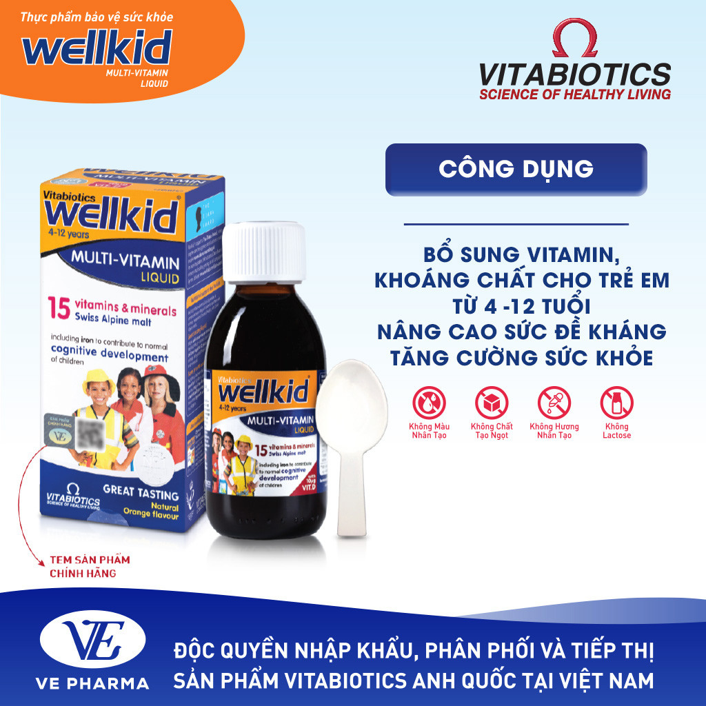 Mô tả Siro Uống Cho Bé Vitabiotics WELLKID Multi-Vitamin Liquid Nâng Cao Sức Đề Kháng Hỗ Trợ Phát Triển Toàn Diện 150ml - 2