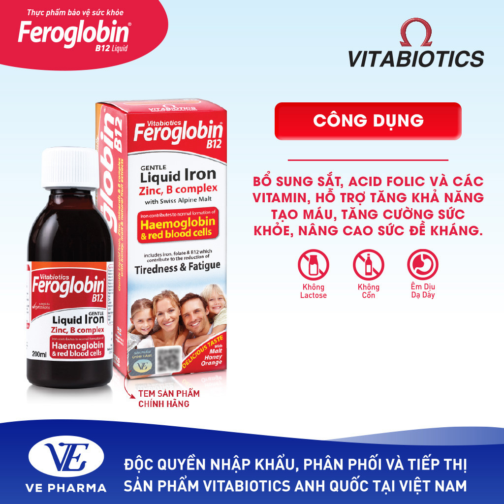 Mô tả Siro Bổ Máu Vitabiotics FEROGLOBIN B12 Cung Cấp Sắt Hỗ Trợ Tăng Khả Năng Tạo Máu, Nâng Cao Sức Đề Kháng 200ml - 2