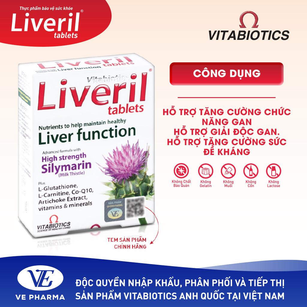 Mô tả Viên Uống Giải Độc Gan Vitabiotics LIVERIL Bổ Sung Khoáng Chất Hỗ Trợ Chức Năng Gan, Tăng Cường Sức Đề Kháng 30 Viên - 2