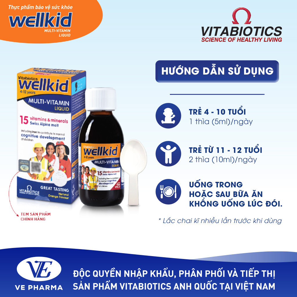 Mô tả Siro Uống Cho Bé Vitabiotics WELLKID Multi-Vitamin Liquid Nâng Cao Sức Đề Kháng Hỗ Trợ Phát Triển Toàn Diện 150ml - 3
