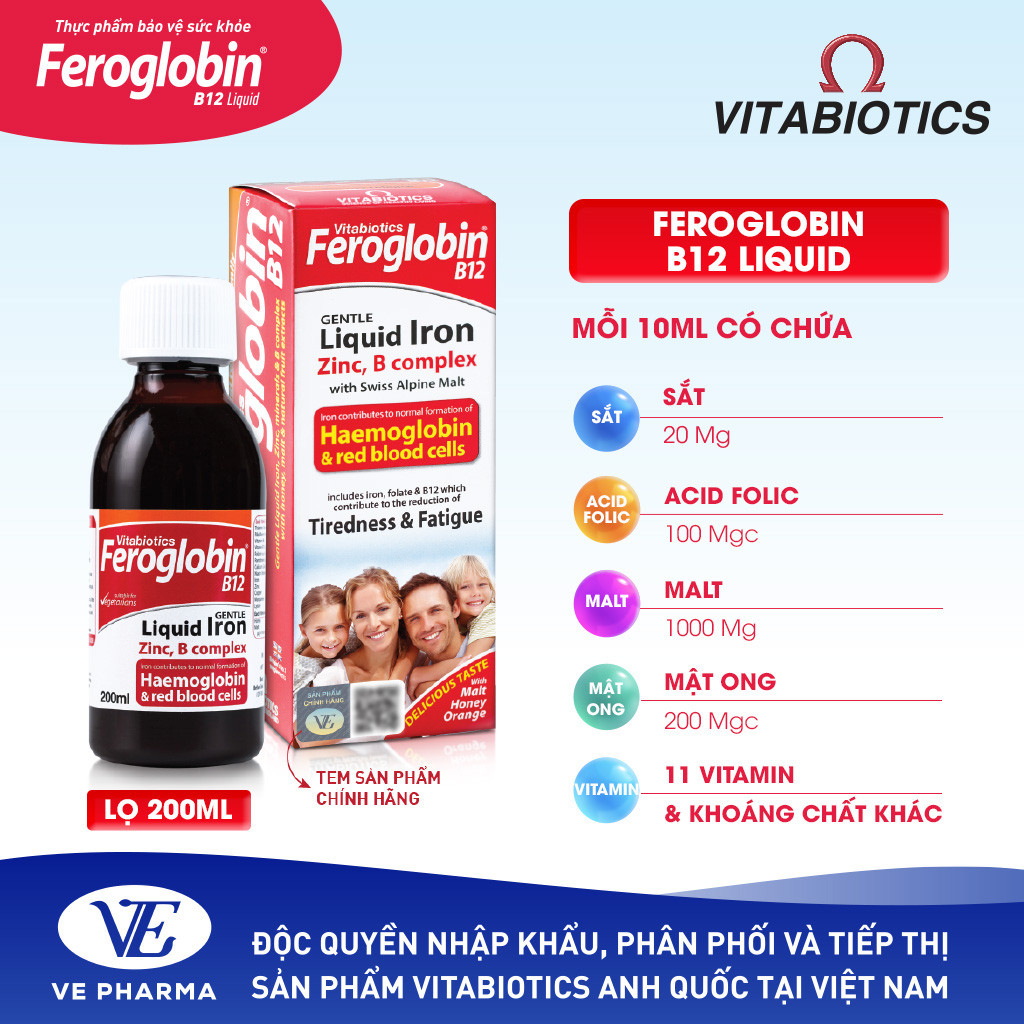 Mô tả Siro Bổ Máu Vitabiotics FEROGLOBIN B12 Cung Cấp Sắt Hỗ Trợ Tăng Khả Năng Tạo Máu, Nâng Cao Sức Đề Kháng 200ml - 3