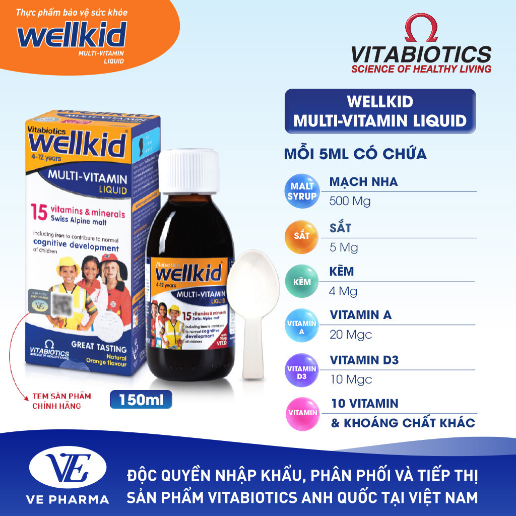 Mô tả Siro Uống Cho Bé Vitabiotics WELLKID Multi-Vitamin Liquid Nâng Cao Sức Đề Kháng Hỗ Trợ Phát Triển Toàn Diện 150ml - 4