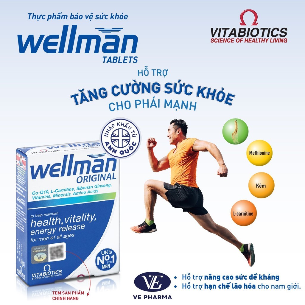 Mô tả Viên Uống Vitabiotics WELLMAN Tăng Cường Sức Khỏe, Hạn Chế Lão Hóa Cho Nam Giới Hộp 30 Viên - 5