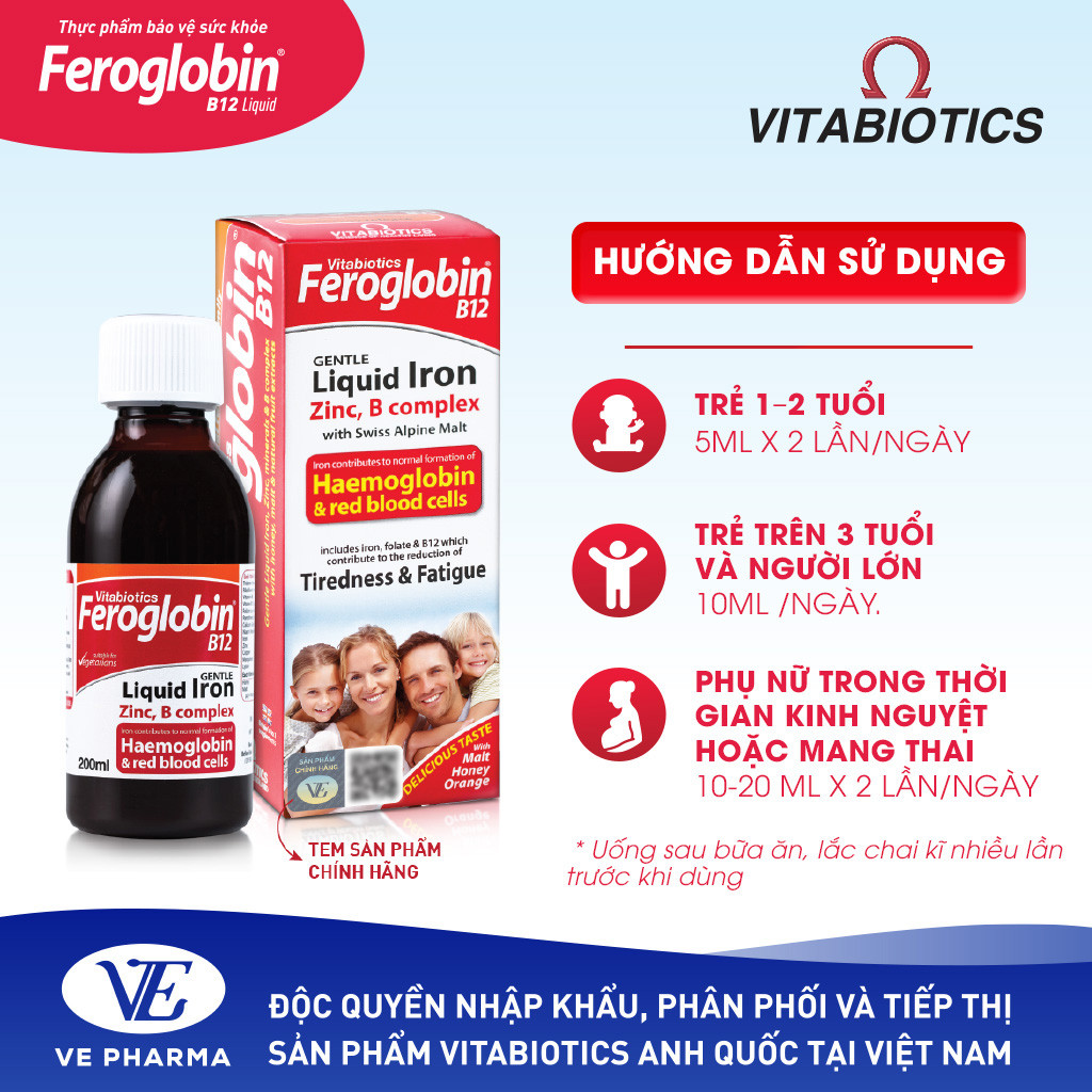 Mô tả Siro Bổ Máu Vitabiotics FEROGLOBIN B12 Cung Cấp Sắt Hỗ Trợ Tăng Khả Năng Tạo Máu, Nâng Cao Sức Đề Kháng 200ml - 4