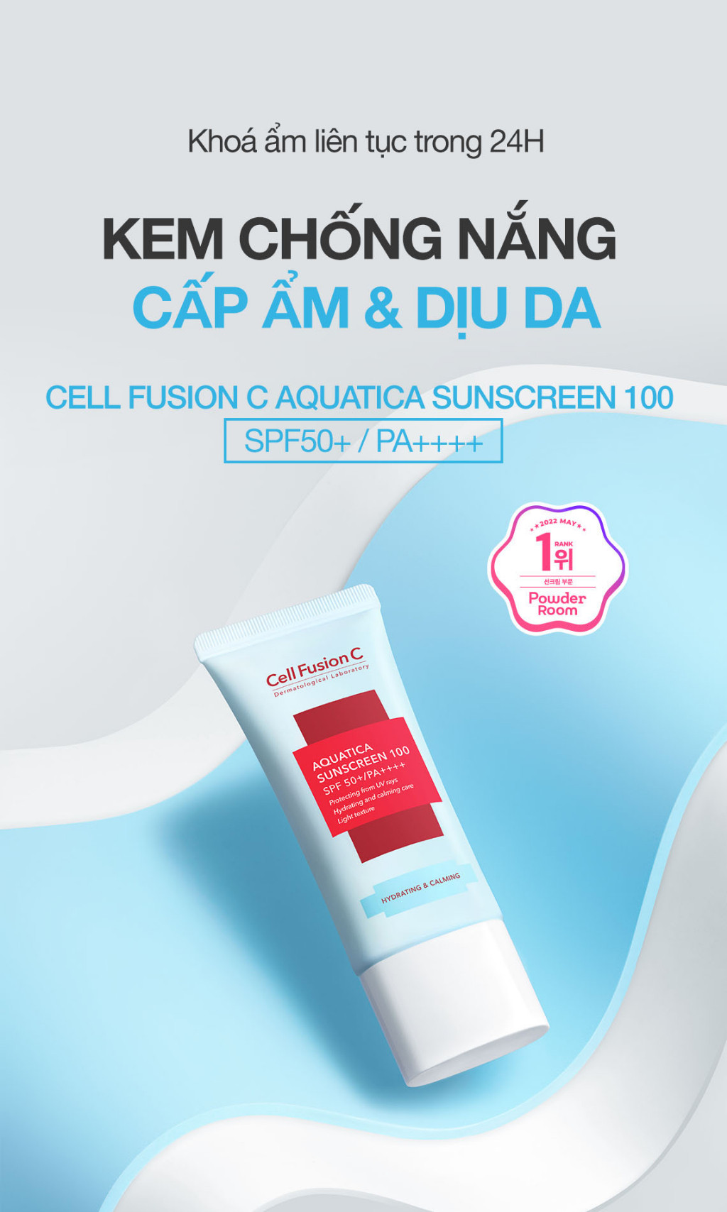 Mô tả [GÓI DÙNG THỬ 1.2ML] Kem Chống Nắng Cấp Ẩm & Dịu Da Cell Fusion C Aquatica Sunscreen 100 SPF 50+/PA++++ - 1