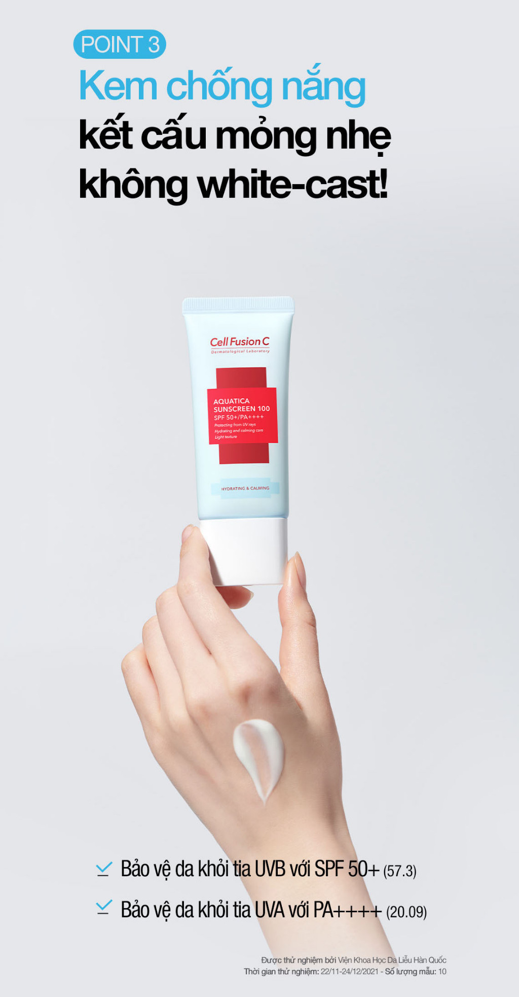 Mô tả [GÓI DÙNG THỬ 1.2ML] Kem Chống Nắng Cấp Ẩm & Dịu Da Cell Fusion C Aquatica Sunscreen 100 SPF 50+/PA++++ - 7