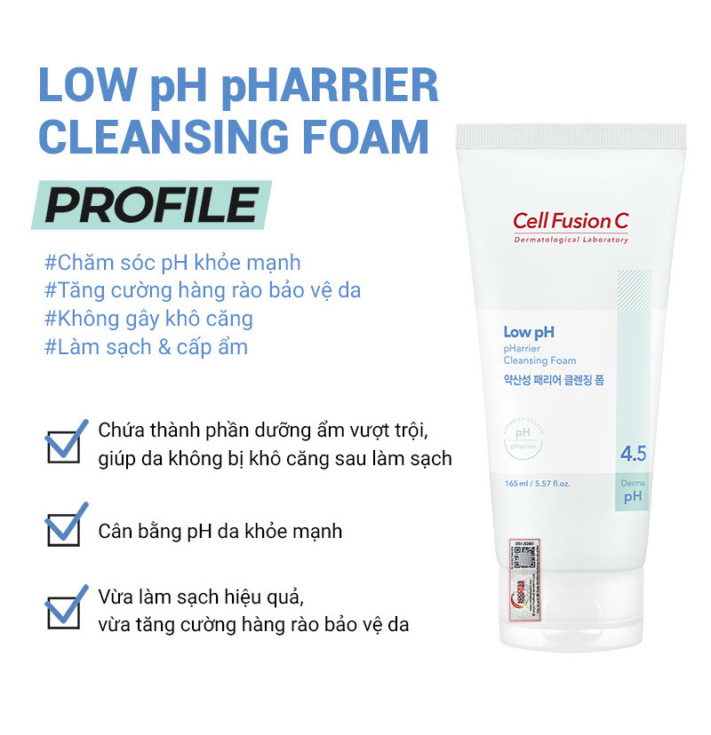 Mô tả Sữa Rửa Mặt Cấp Ẩm & Cân Bằng Độ pH Trên Da Cell Fusion C Low pH pHarrier Cleansing Foam 165ML - 3