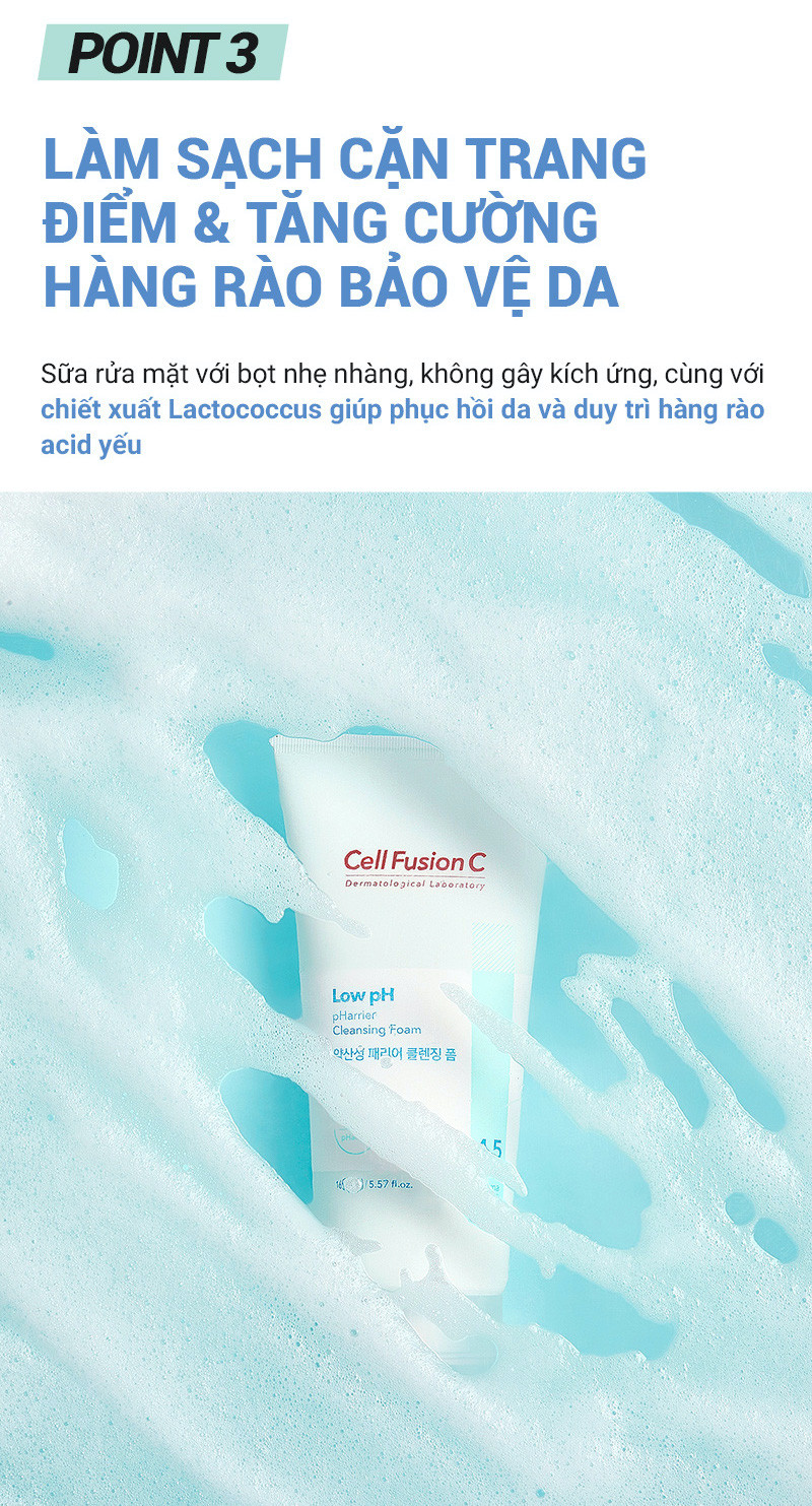 Mô tả Sữa Rửa Mặt Cấp Ẩm & Cân Bằng Độ pH Trên Da Cell Fusion C Low pH pHarrier Cleansing Foam 165ML - 8