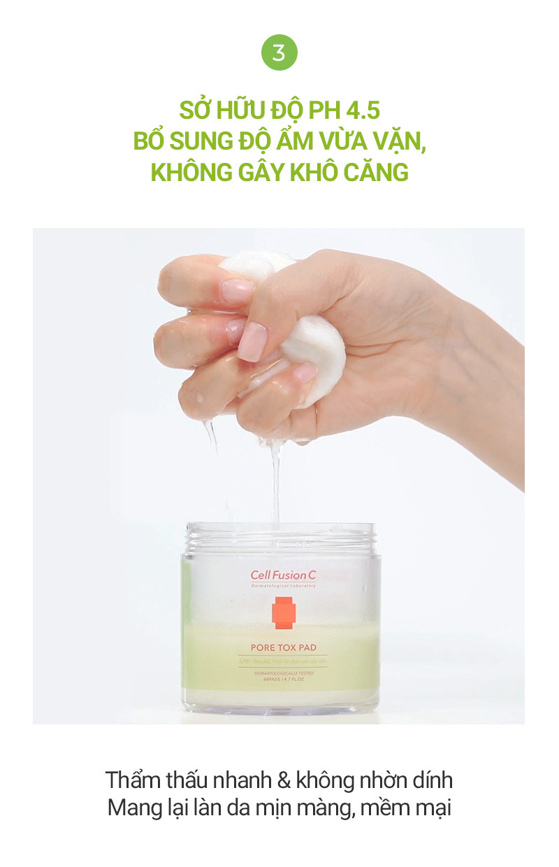Mô tả Toner Pad Làm Sạch Sâu & Se Khít Lỗ Chân Lông Chứa PHA Cell Fusion C Pore Tox Pad 60 miếng - 10