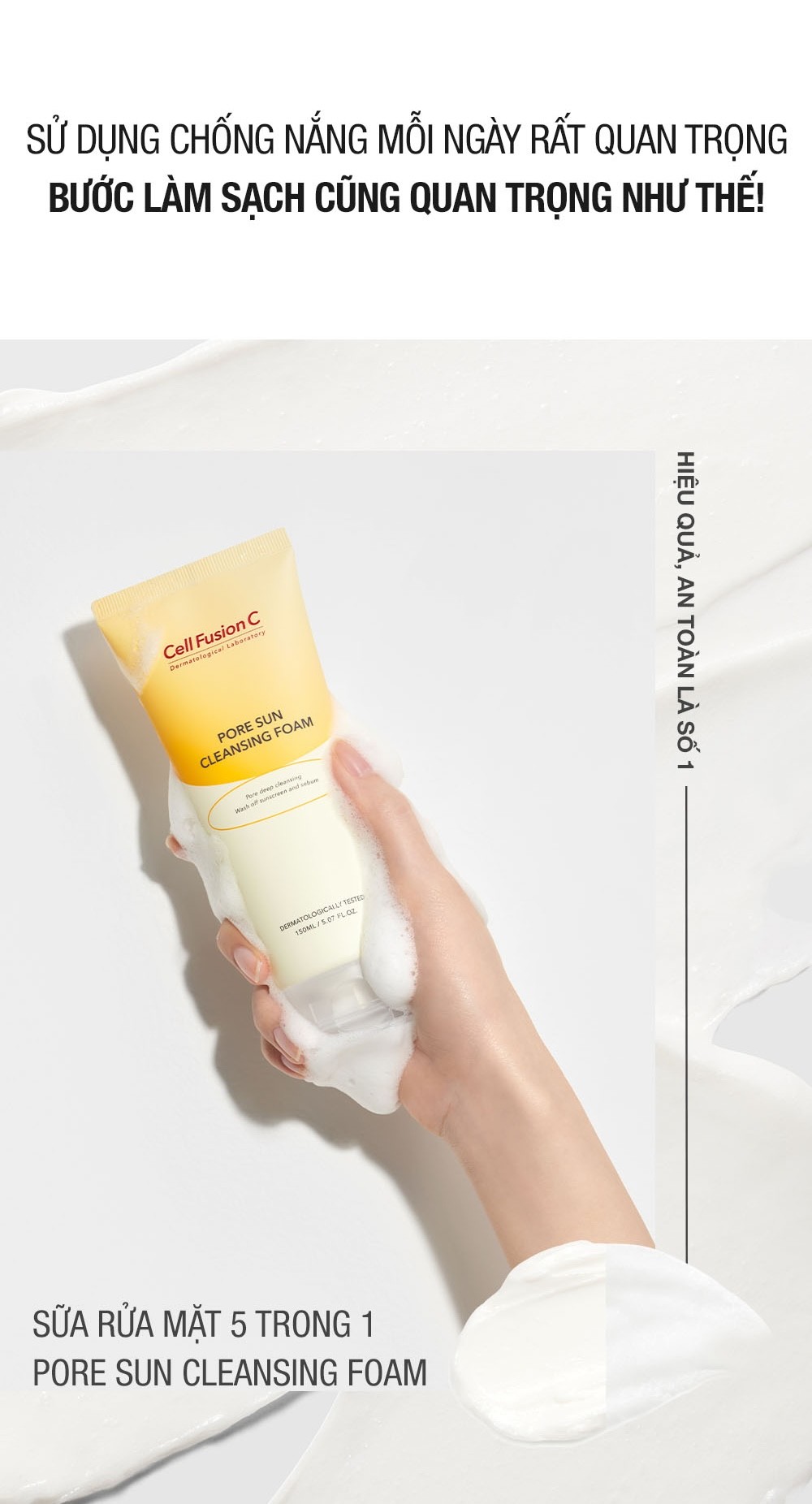 Mô tả Sữa Rửa Mặt 5 trong 1 Cell Fusion C Pore Sun Cleansing Foam 150ML - 3
