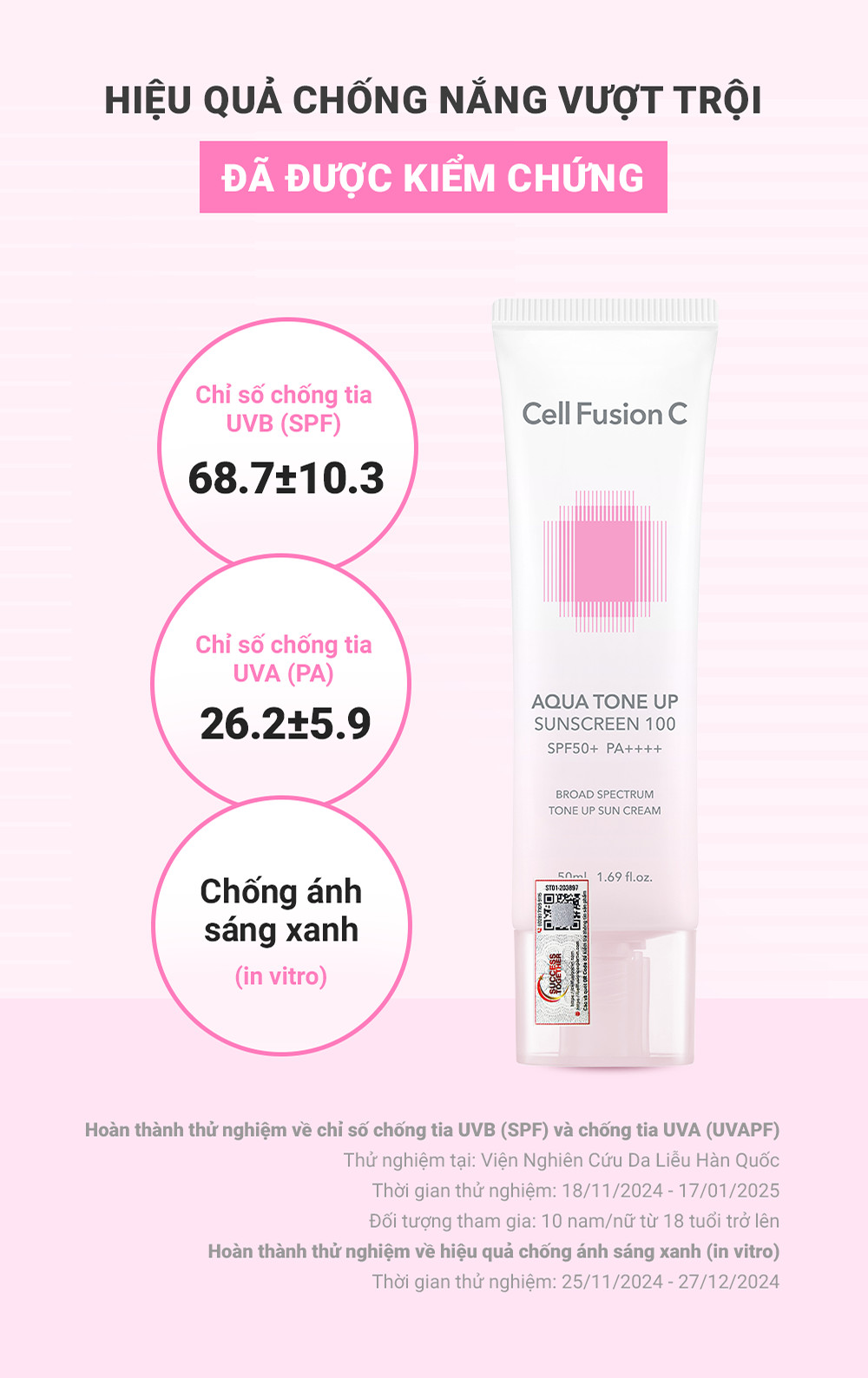 Mô tả Kem Chống Nắng Nâng Tone Cấp Ẩm Căng Bóng Cho Mọi Loại Da Cell Fusion C Aqua Tone Up Sunscreen 100 SPF50+ PA++++ - 2
