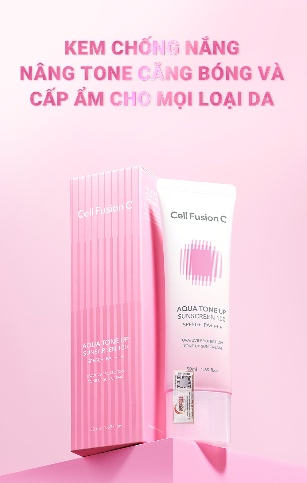 Mô tả Kem Chống Nắng Nâng Tone Cấp Ẩm Căng Bóng Cho Mọi Loại Da Cell Fusion C Aqua Tone Up Sunscreen 100 SPF50+ PA++++ - 6
