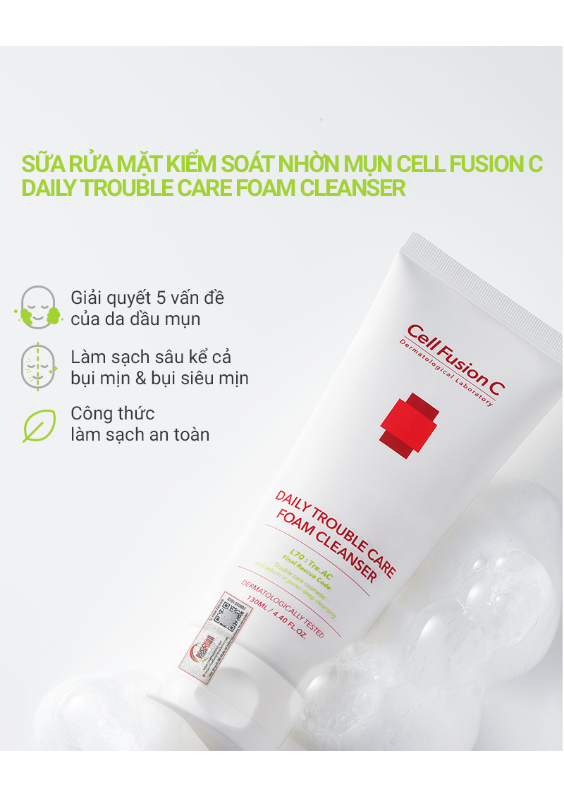 Mô tả Sữa Rửa Mặt Kiểm Soát Nhờn Mụn Cell Fusion C Daily Trouble Care Foam Cleanser 130ML - 9