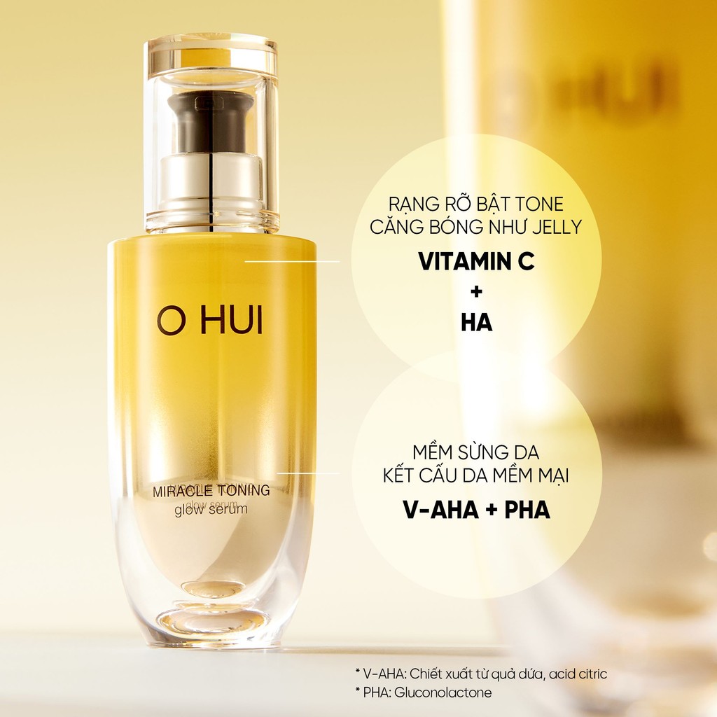 Mô tả Tinh chất sáng da căn bóng chứa AHA/PHA giúp da săn chắc rạng rỡ Ohui Miracle Toning Glow Serum 50ML - 2