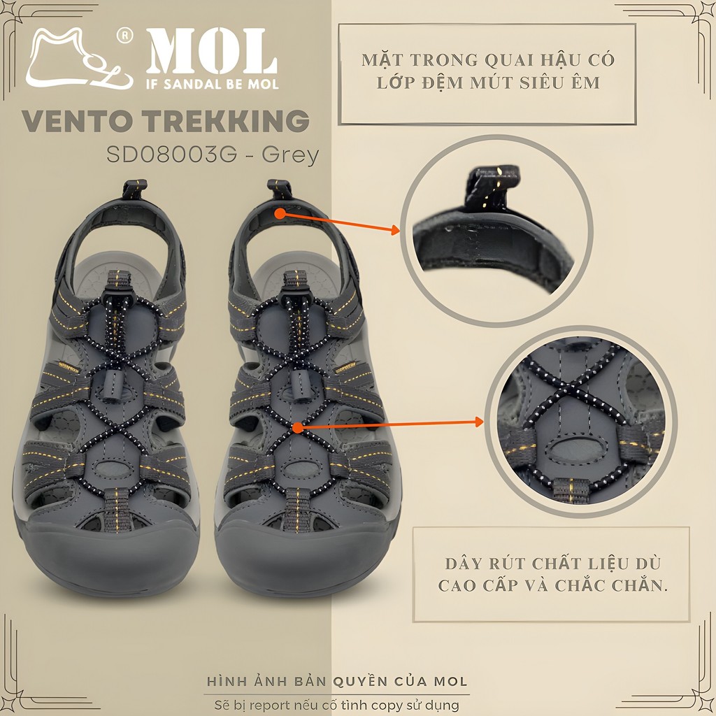 Mô tả Sandal nam Vento bít mũi SD08003G có big size 44 | Vento  Optimus SD08003 - 5
