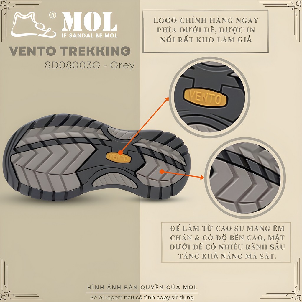 Mô tả Sandal nam Vento bít mũi SD08003G có big size 44 | Vento  Optimus SD08003 - 6