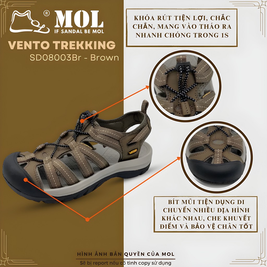 Mô tả Sandal nam Vento bít mũi SD08003Br có big size 44 | Vento  Optimus SD08003 - 3