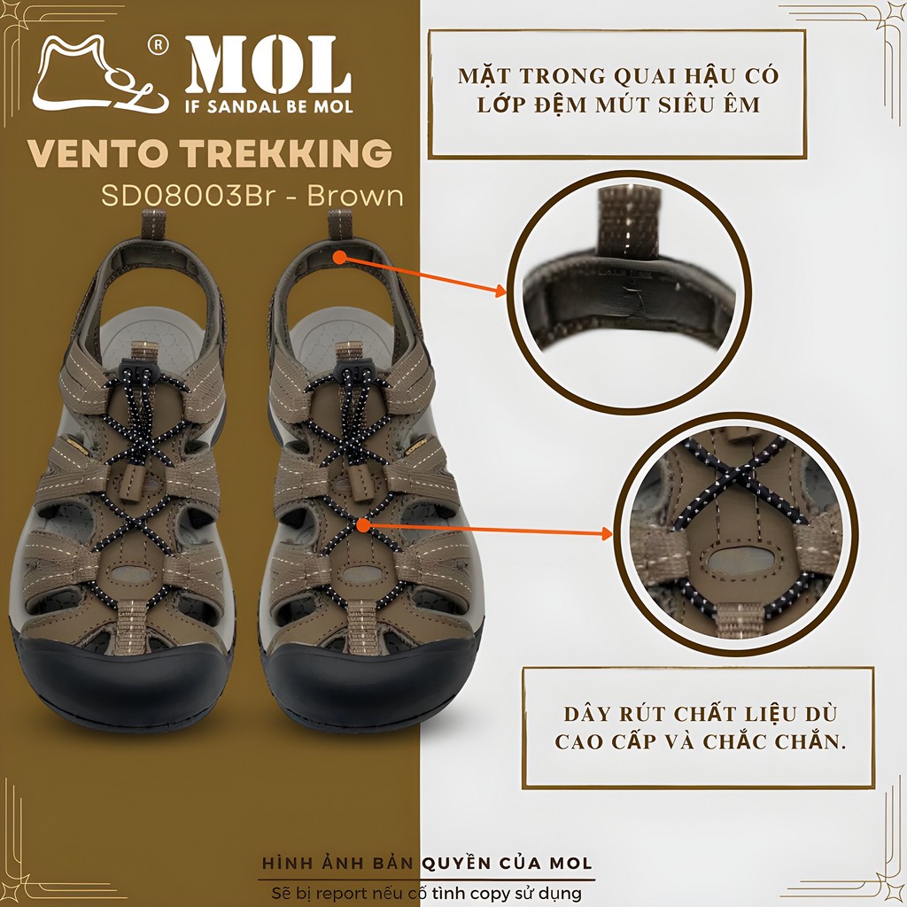 Mô tả Sandal nam Vento bít mũi SD08003Br có big size 44 | Vento  Optimus SD08003 - 5