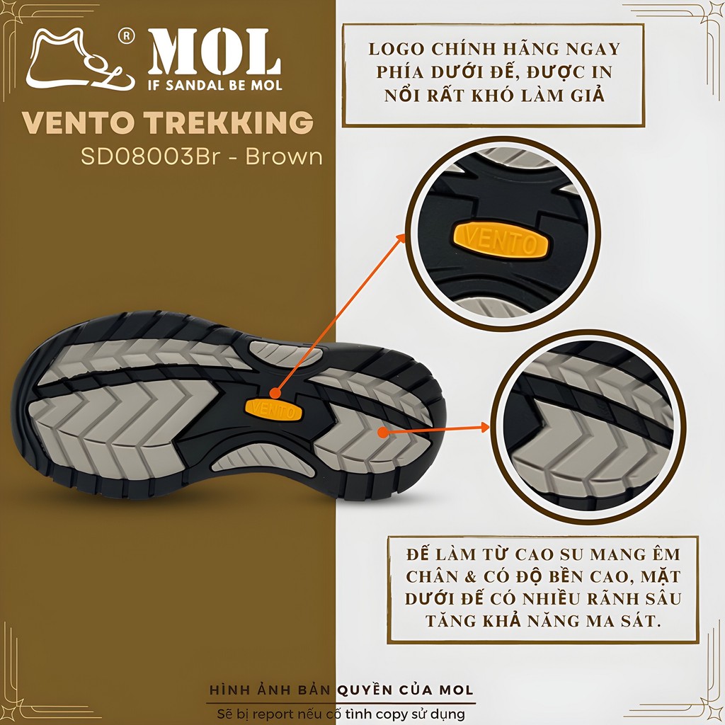 Mô tả Sandal nam Vento bít mũi SD08003Br có big size 44 | Vento  Optimus SD08003 - 6