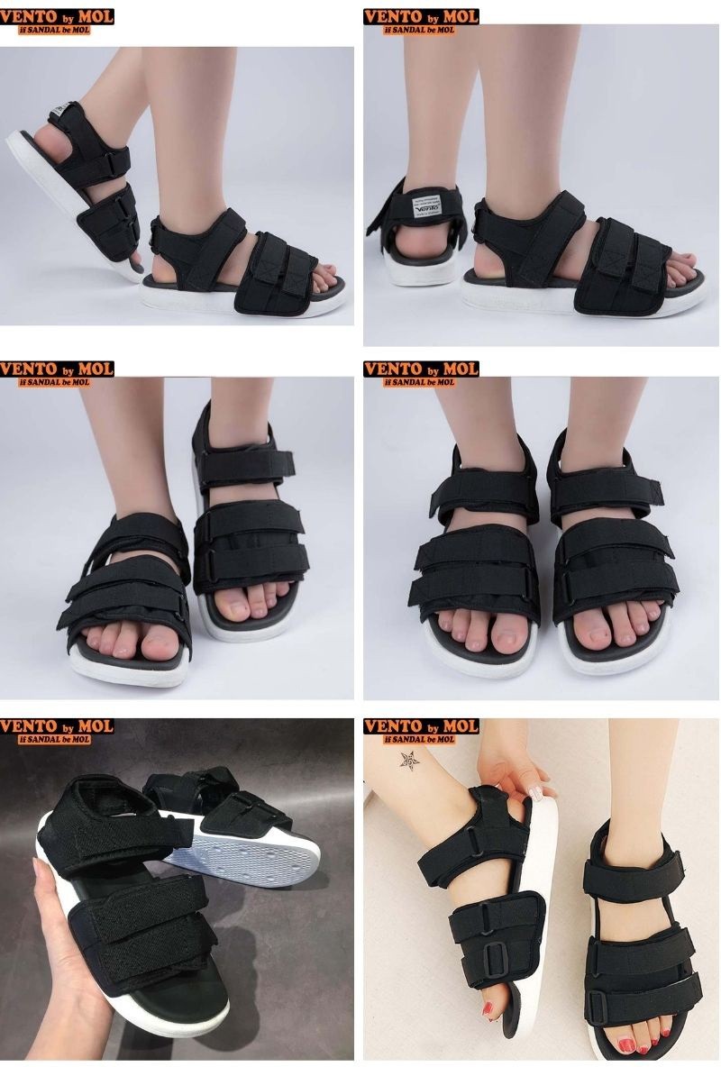 Mô tả Sandal nam nữ unisex Vento quai ngang NV1019B màu đen | Vento  NV1019 SD1019 - 4