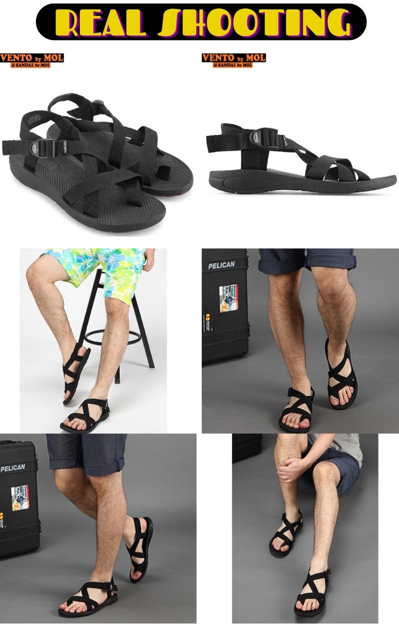 Mô tả Sandal nam Vento quai chéo NV65B màu đen | Vento  NV65 SD65 - 3
