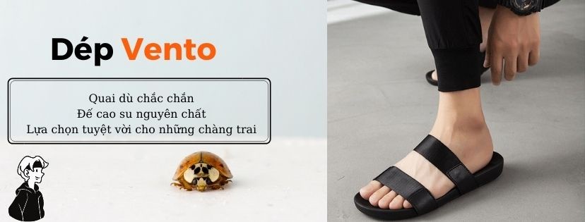 Mô tả Dép nam Vento 2 quai ngang VT4910B màu đen | Vento  VT4910 - 1