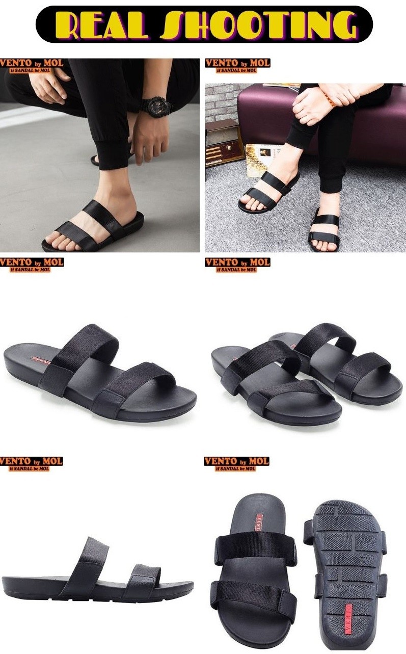 Mô tả Dép nam Vento 2 quai ngang VT4910B màu đen | Vento  VT4910 - 3